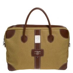 S.T. Dupont Brown/Yellow Canvas And Leather Document Holder Bag For Men