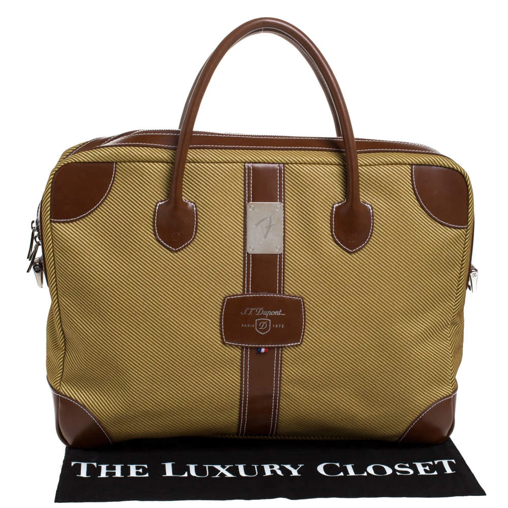 S.T. Dupont Brown/Yellow Canvas And Leather Document Holder Bag For Men - Image 9