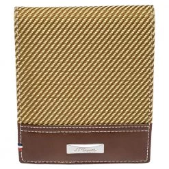 S.T. Dupont Yellow/Brown Fabric And Leather Bifold Wallet For Men