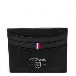 S.T. Dupont Black Leather Defi Card Holder For Men