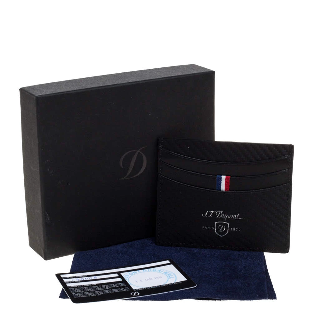 S.T. Dupont Black Leather Defi Card Holder For Men - Image 8