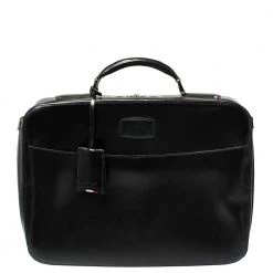 S.T. Dupont Black Leather Document Briefcase For Men