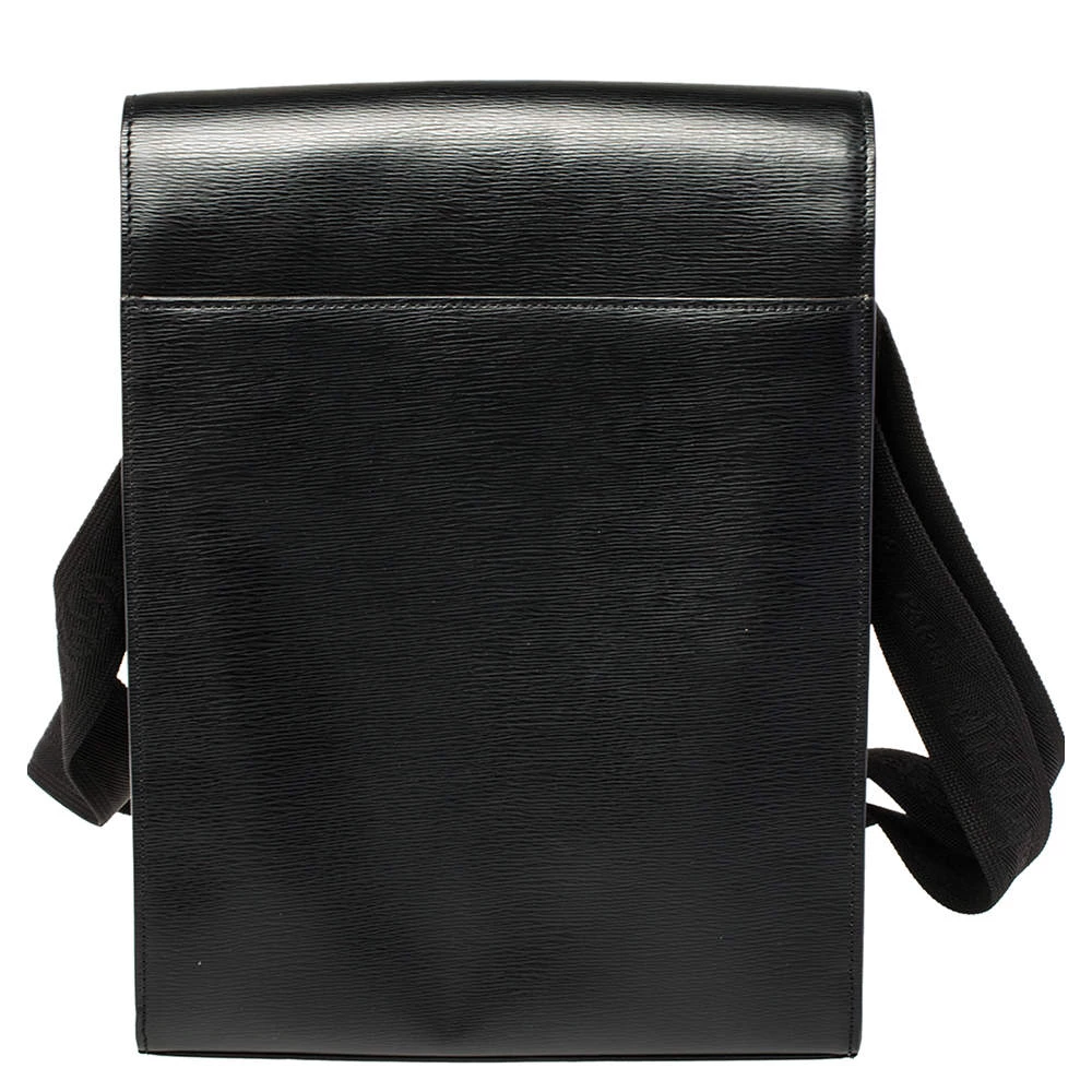 S.T. Dupont Black Leather Messenger Bag For Men - Image 4