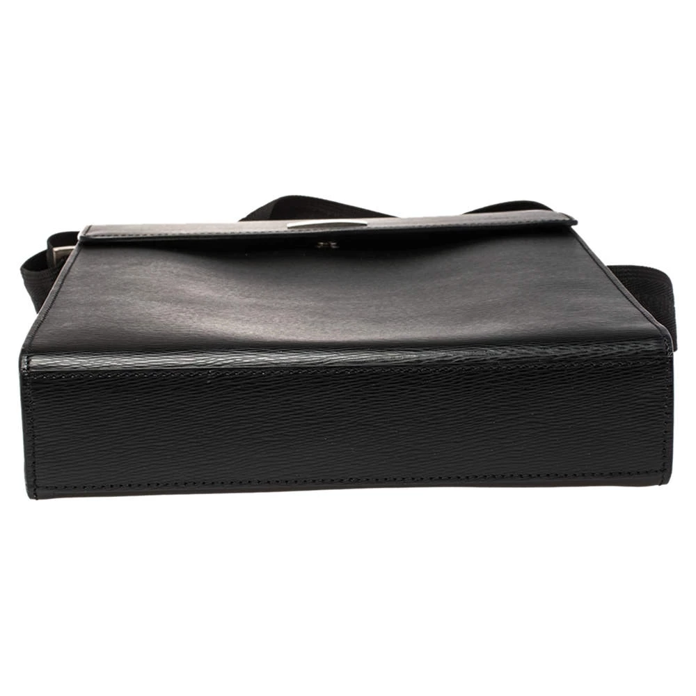S.T. Dupont Black Leather Messenger Bag For Men - Image 6