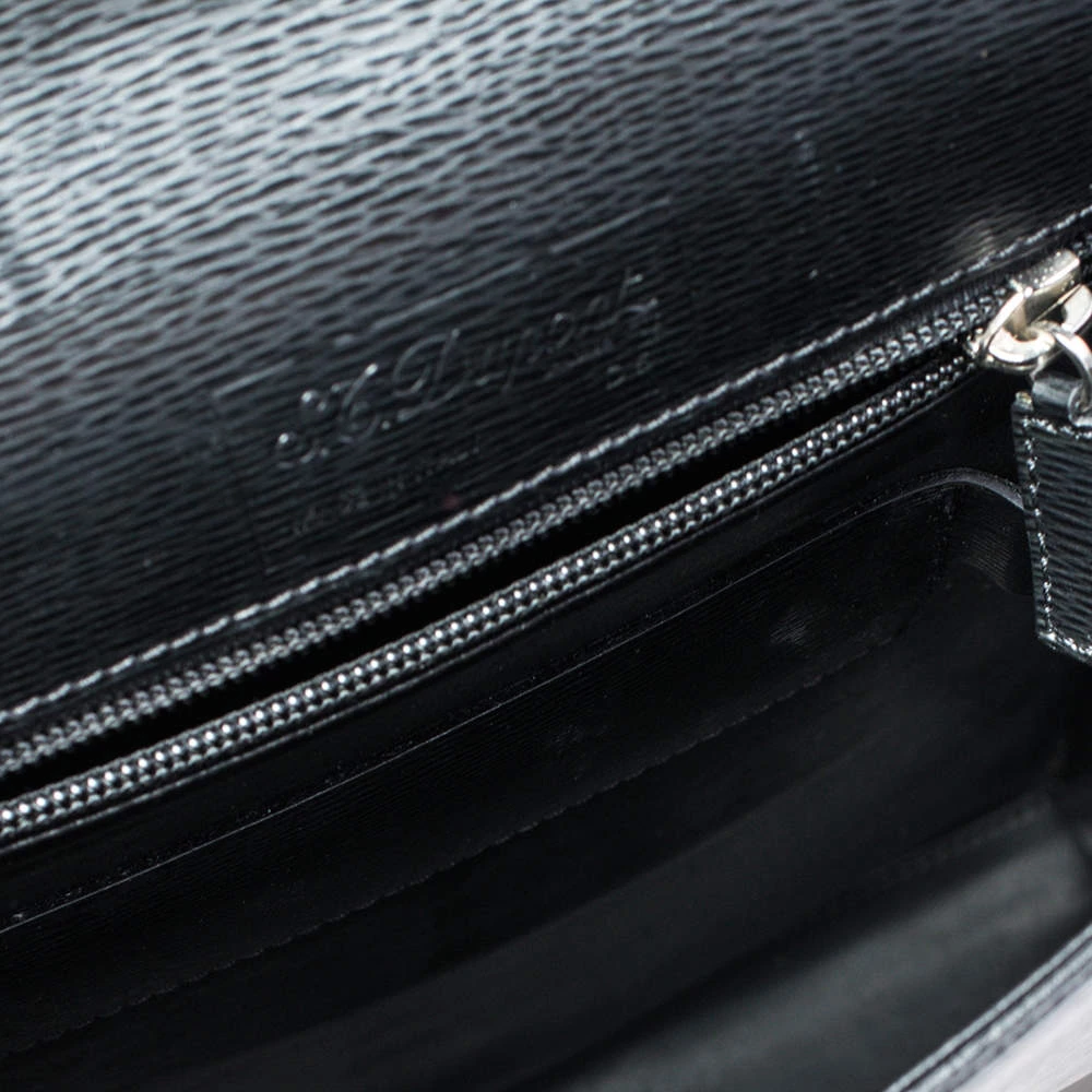 S.T. Dupont Black Leather Messenger Bag For Men - Image 7