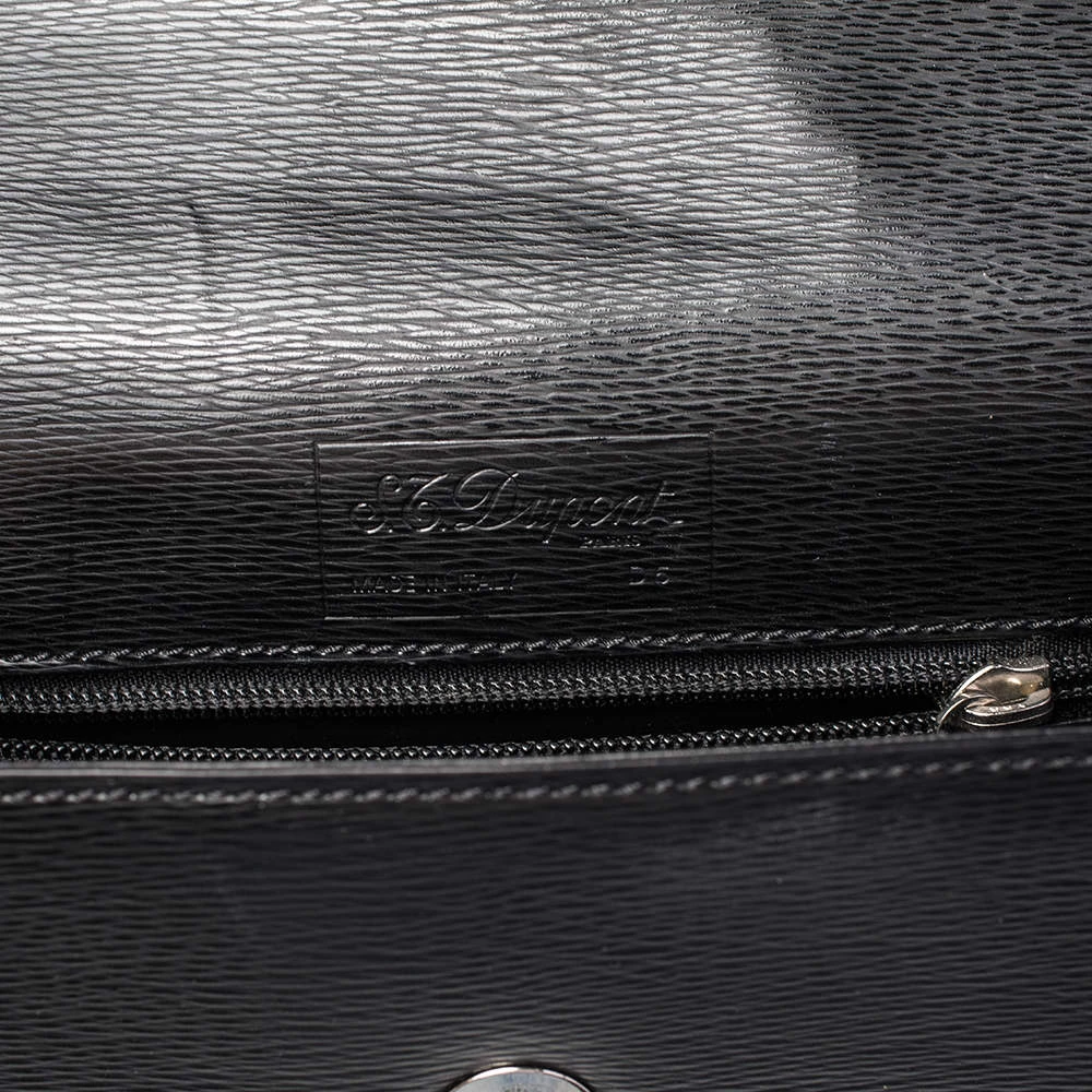 S.T. Dupont Black Leather Messenger Bag For Men - Image 8
