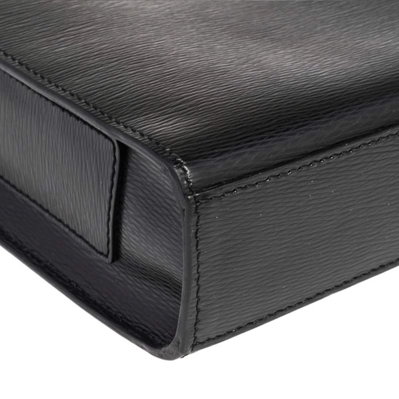 S.T. Dupont Black Leather Messenger Bag For Men - Image 12