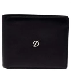 S.T. Dupont Black Leather Bifold Wallet For Men