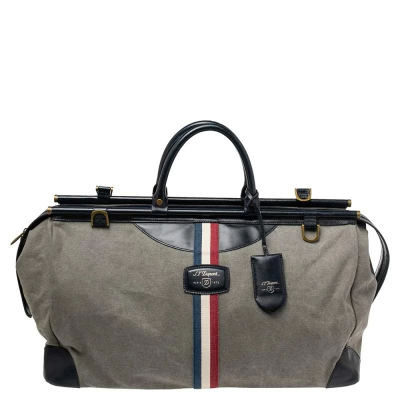 S.T. Dupont Blue/Grey Canvas And Leather Trim Bogie Iconic Duffle Bag For Men