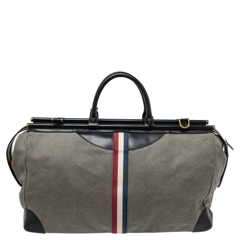 S.T. Dupont Blue/Grey Canvas And Leather Trim Bogie Iconic Duffle Bag For Men - Image 4
