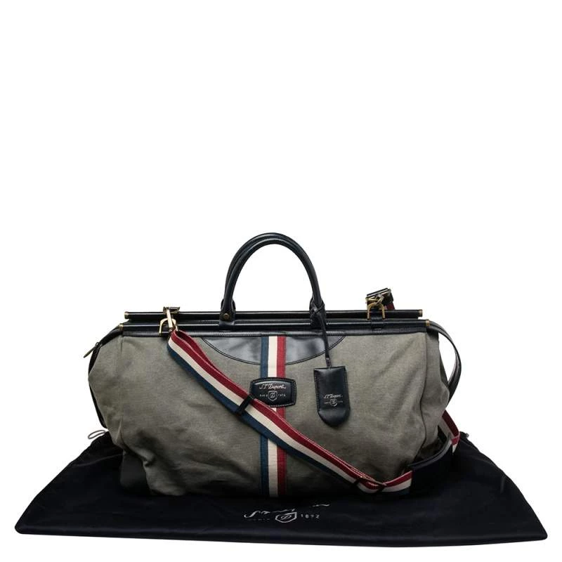 S.T. Dupont Blue/Grey Canvas And Leather Trim Bogie Iconic Duffle Bag For Men - Image 10