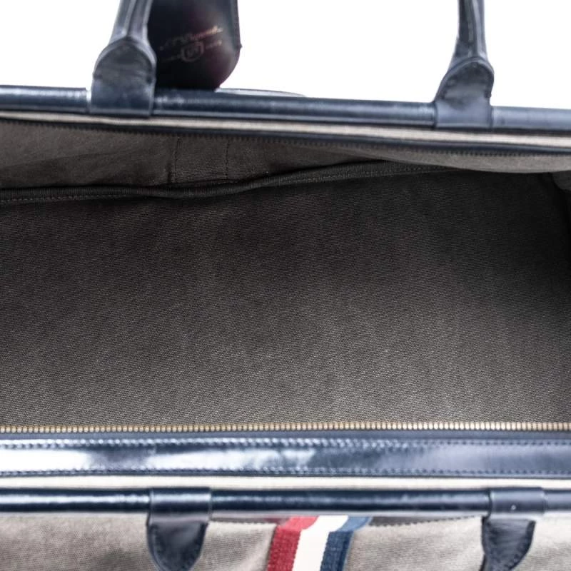 S.T. Dupont Blue/Grey Canvas And Leather Trim Bogie Iconic Duffle Bag For Men - Image 7