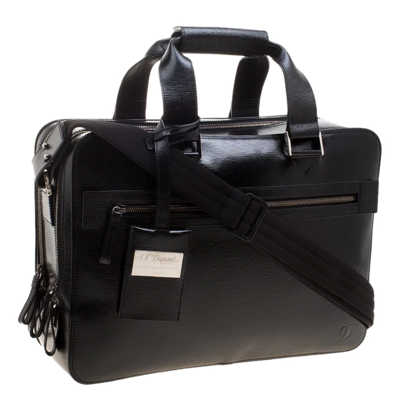 S.T. Dupont Black Leather Document Holder Briefcase For Men - Image 3