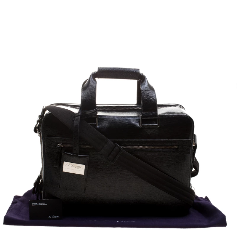 S.T. Dupont Black Leather Document Holder Briefcase For Men - Image 9
