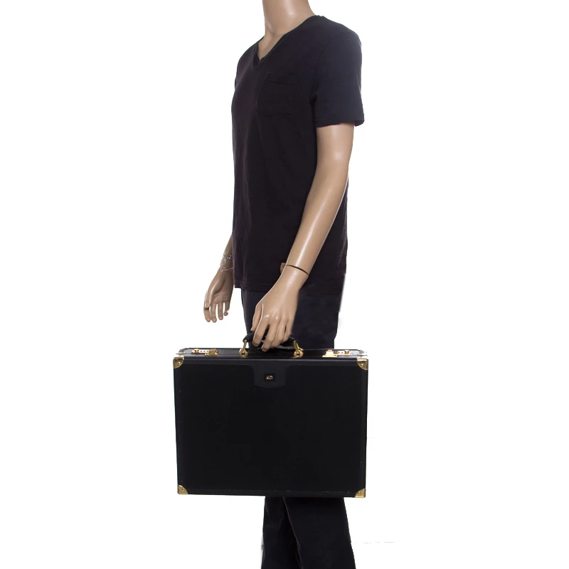 S.T. Dupont Black Leather Briefcase For Men - Image 2