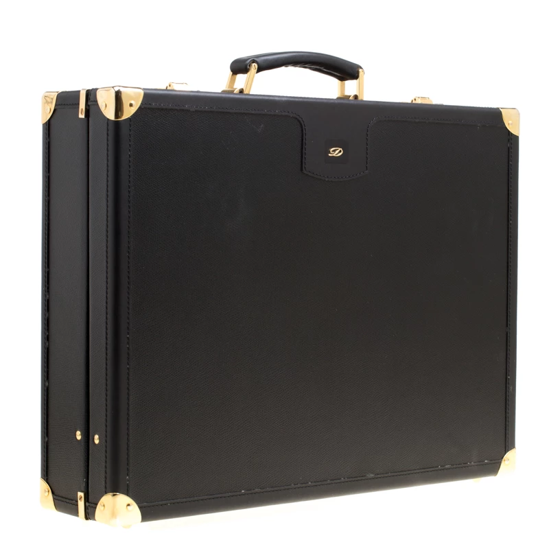 S.T. Dupont Black Leather Briefcase For Men - Image 3