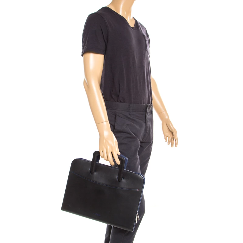 S.T. Dupont ST Dupont Black Leather Document Holder Line D Slim Briefcase For Men - Image 2