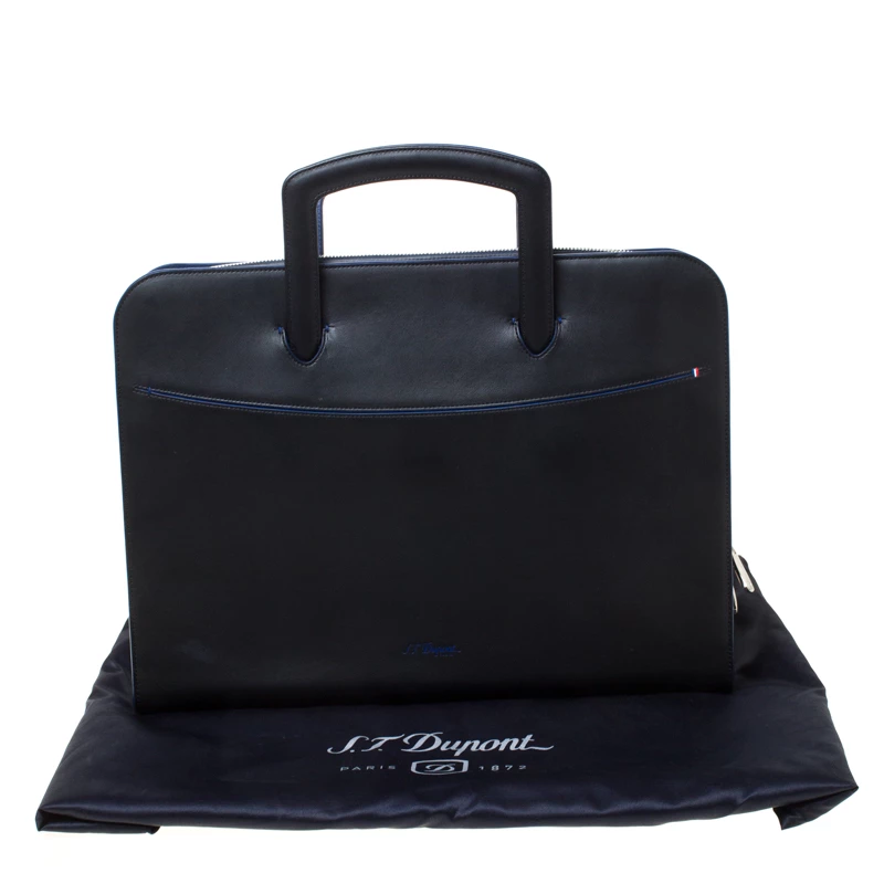 S.T. Dupont ST Dupont Black Leather Document Holder Line D Slim Briefcase For Men - Image 10