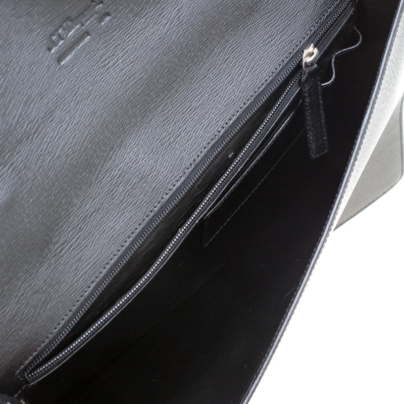 S.T. Dupont Black Leather Line D Gusset Briefcase For Men - Image 7