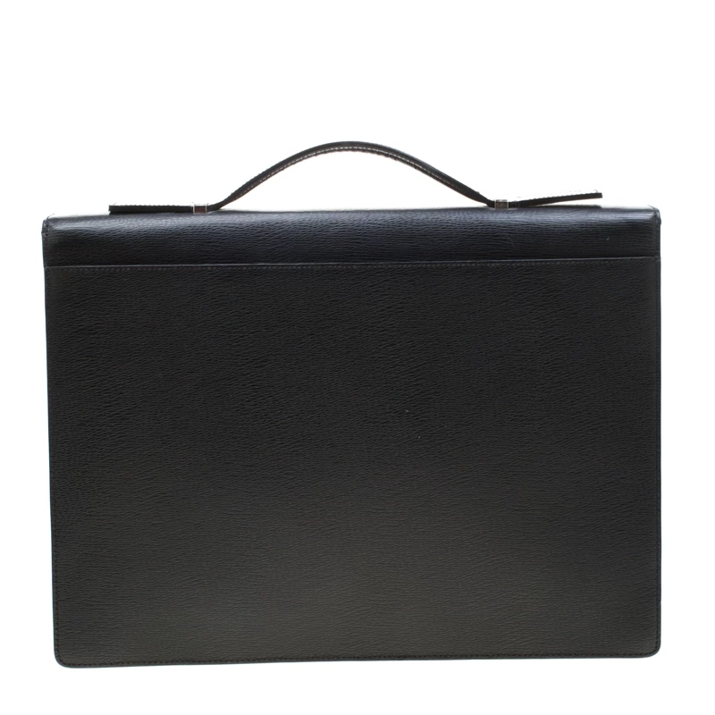 S.T. Dupont Black Leather Line D Gusset Briefcase For Men - Image 4