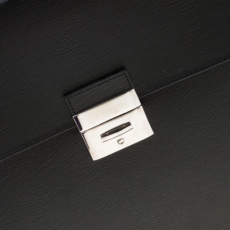 S.T. Dupont Black Leather Line D Gusset Briefcase For Men - Image 5