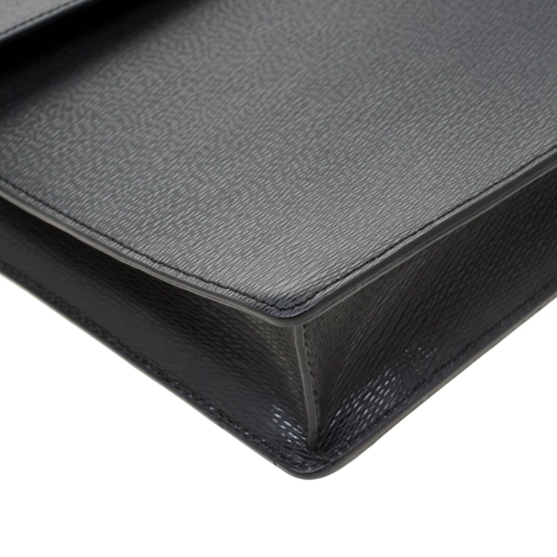 S.T. Dupont Black Leather Line D Gusset Briefcase For Men - Image 10