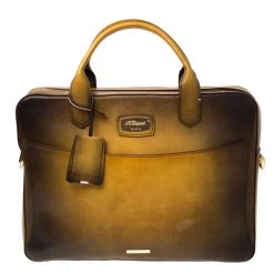 S.T. Dupont Yellow/Black Ombre Leather Atelier Line D One Gusset Briefcase For Men