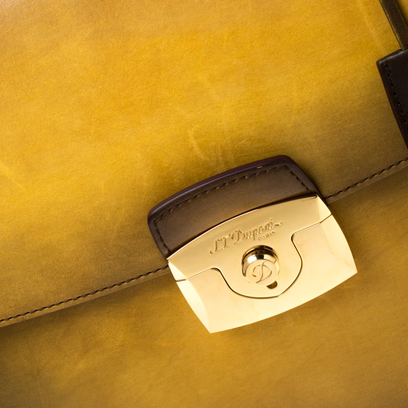 S.T. Dupont Yellow/Black Ombre Leather Atelier Document Holder Briefcase For Men - Image 5