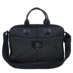 S.T. Dupont Black Leather Laptop Bag For Men