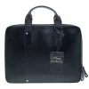 S.T. Dupont Black Leather Extra Flat Laptop Holder Bag For Men