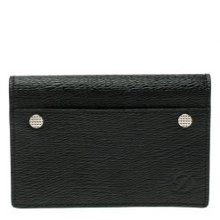 S.T. Dupont Black Leather Diamond Card Holder For Women