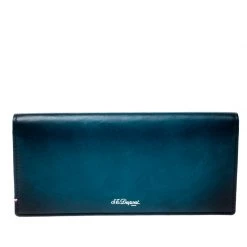 S.T. Dupont Blue/Black Ombre Leather Atelier Bifold Long Wallet For Men