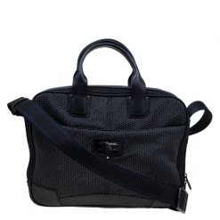 S.T. Dupont Black Textured Fabric Laptop Bag W/ Battery Pouch For Women
