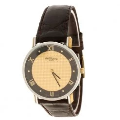 S.T. Dupont Gold Dial Gold Plated Stainless Steel Women's Watch 32 Mm For Women